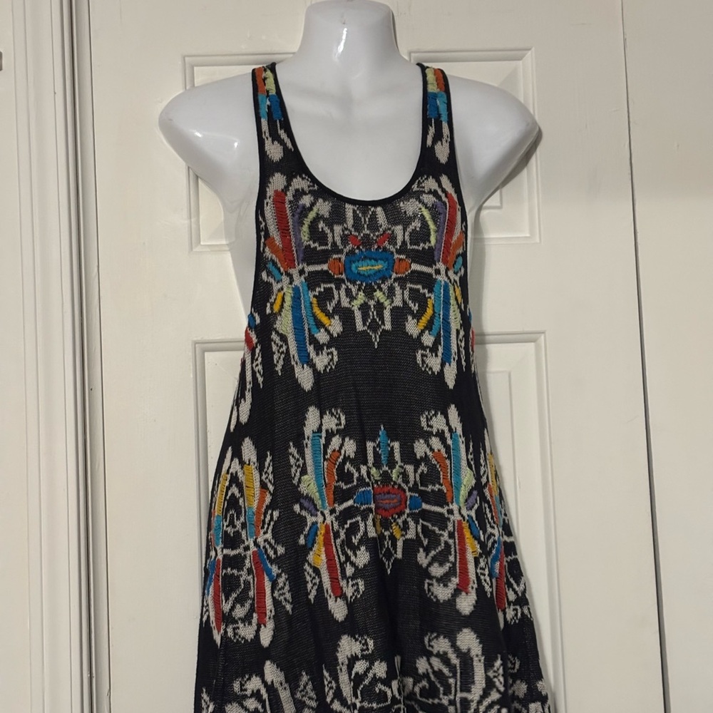 Free People Black Multicolor Mini Dress